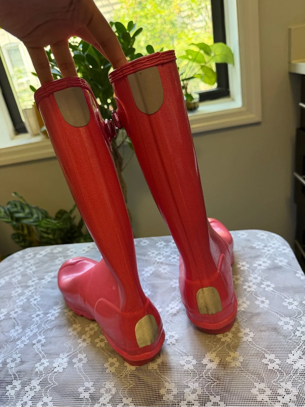 Hunter Glossy Pink Knee-High Rain Boots